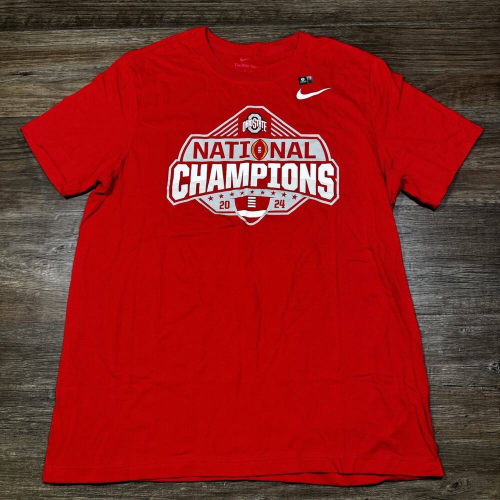 Nike Ohio State Buckeyes 2024 National Champions T-Shirt Men’s Large Red NNWOT